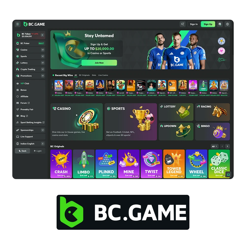 BC Game provides casino games and sports betting.