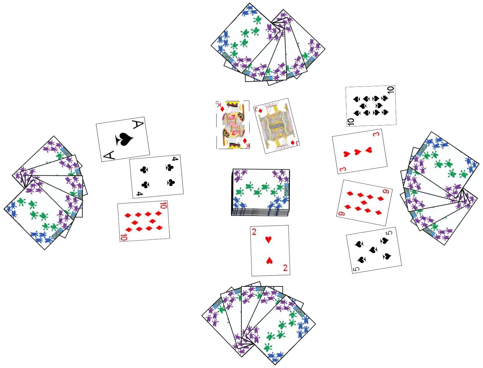 Four player Card Yacht game in progress Four player Card Yacht game in progress