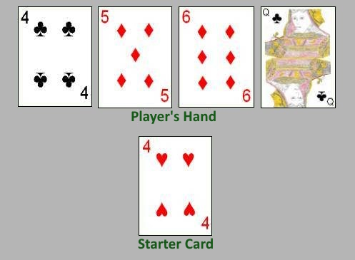 Cribbage hand scoring example