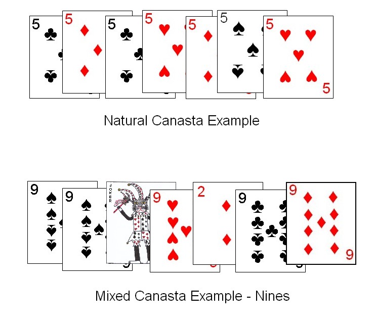 Examples of a mixed and natural Canasta Examples of a mixed and natural Canasta