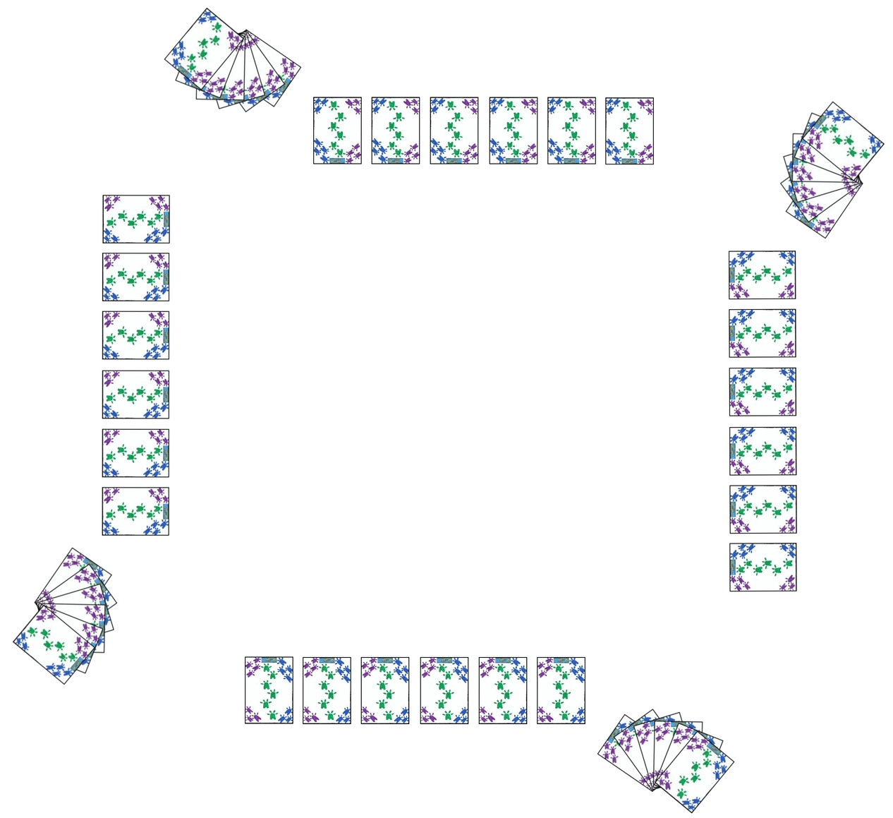 Initial layout in the card game Fish Pitch Initial layout in the card game Fish Pitch