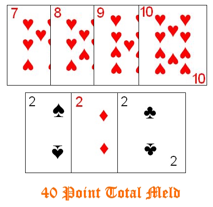 Example of a starting meld in Kalooki 40 Example of a starting meld in Kalooki 40