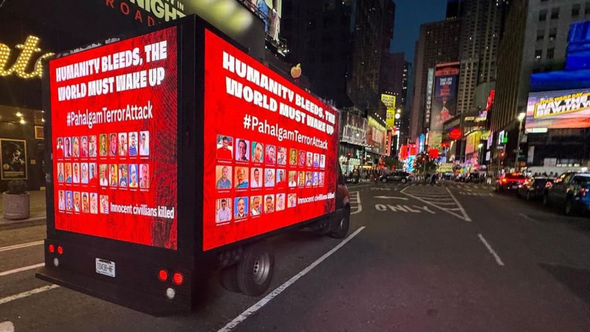 ‘Humanity Bleeds…:’ Poster On Truck Condemning Pahalgam Terror Attack Spotted At Times Square
