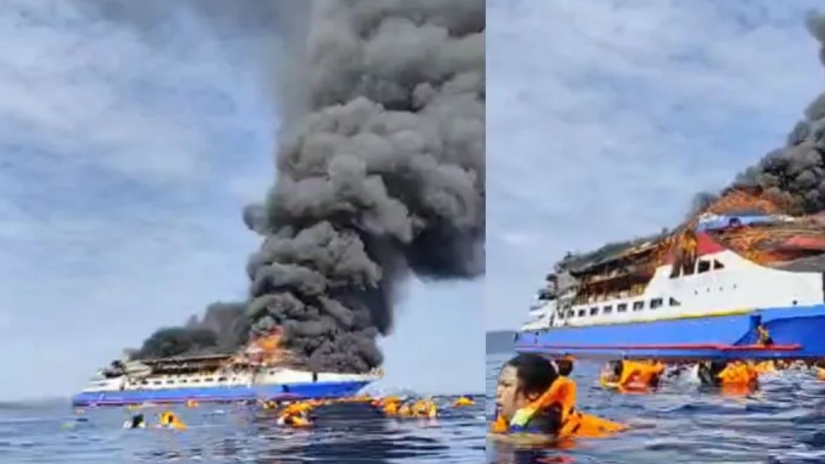 Massive Fire Erupts On Indonesian Ship, Passengers Jump Into Sea To Escape