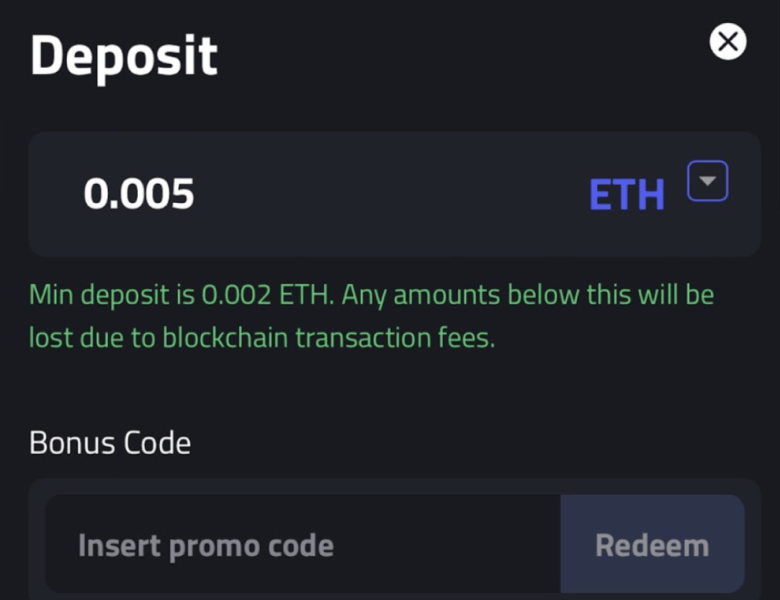Enter the deposit amount Enter the deposit amount at mBit casino on smartphone