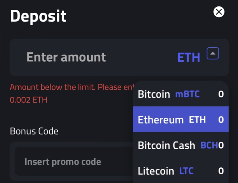 Pick ETH to deposit at mBit casino Pick ETH to deposit at mBit casino on smartphone