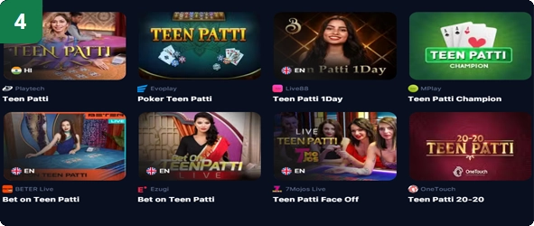 Step 4. Select Your Preferred Teen Patti Game